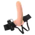 Fetish - Strap-on cu vibrații, vibrator gol pe interior, culoare natur