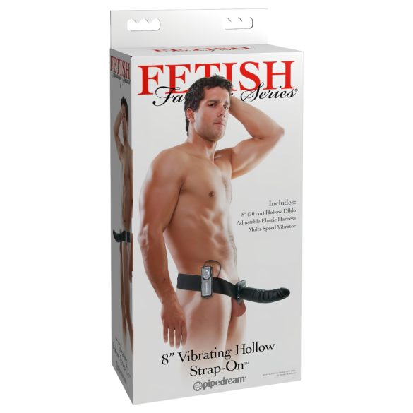 Fetish Strap-On 8 - dildo cu centură, gol pe interior (negru)