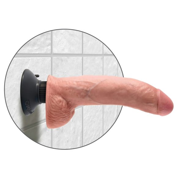 King Cock 9 - dildo flexibil cu ventuză - vibrator 26cm - culoare naturală