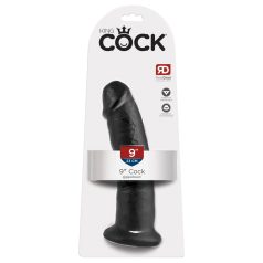 King Cock - dildo cu ventuză - negru - 23 cm