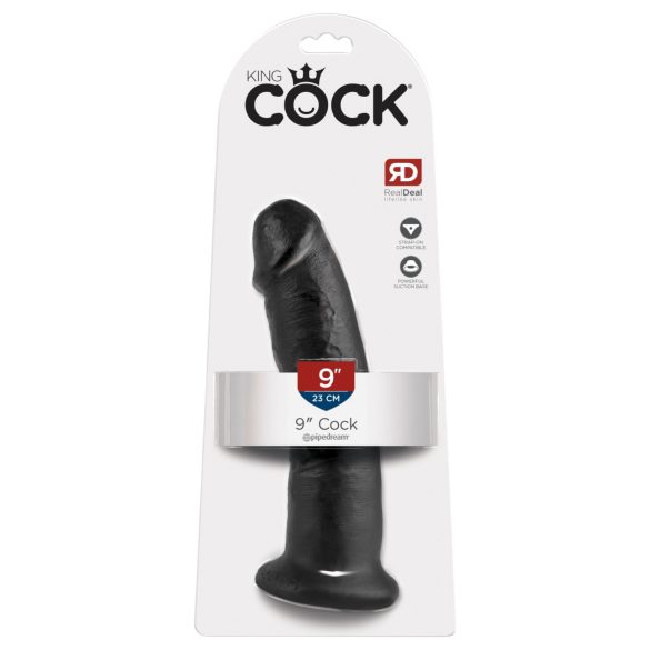 King Cock - dildo cu ventuză - negru - 23 cm