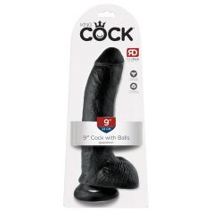   King Cock - dildo realist cu ventuză și testicule - 23cm - negru