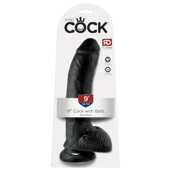 King Cock - dildo realist cu ventuză și testicule - 23cm - negru