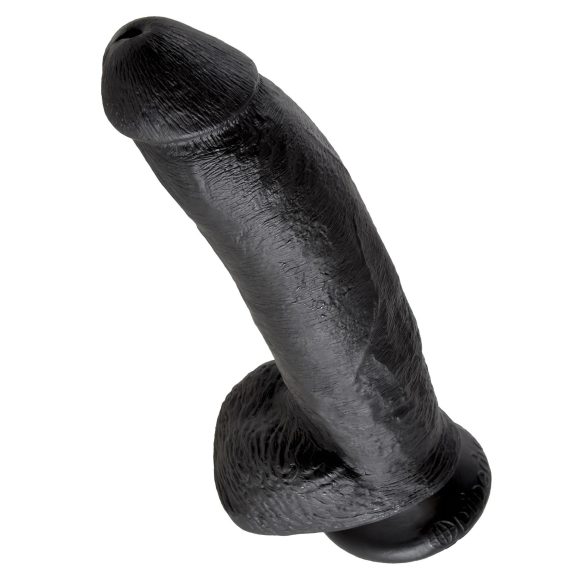 King Cock - dildo realist cu ventuză și testicule - 23cm - negru