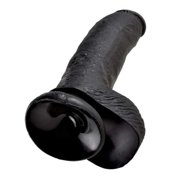 King Cock - dildo realist cu ventuză și testicule - 23cm - negru