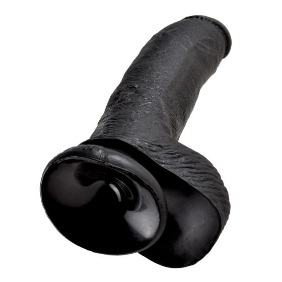 King Cock 9 - dildo mare cu ventuză și cu testicule (23cm) - negru