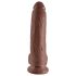 King Cock 9 - dildo cu ventuză, testicule - 23cm, maro