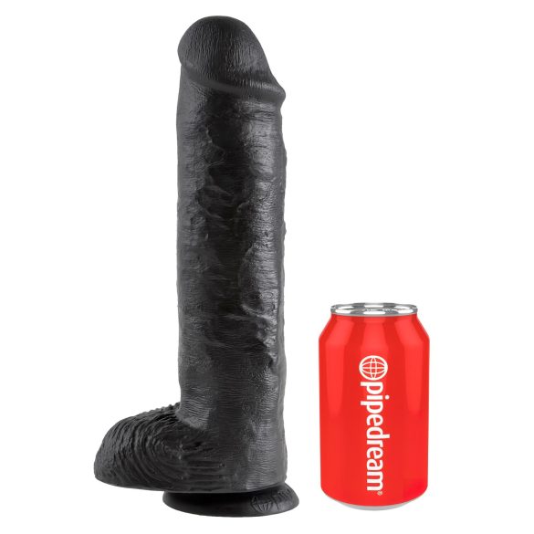 King Cock 11 - dildo cu ventuză și testicule - 28cm - negru