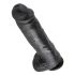 King Cock 11 - dildo cu ventuză și testicule - 28cm - negru