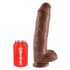 King Cock 11 - Dildo marron cu ventuză și testicule (28 cm)