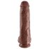 King Cock 11 - Dildo marron cu ventuză și testicule (28 cm)