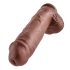 King Cock 11 - Dildo marron cu ventuză și testicule (28 cm)