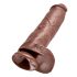 King Cock 11 - Dildo marron cu ventuză și testicule (28 cm)