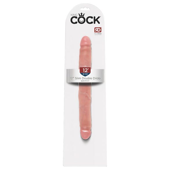 King Cock 12 Slim - dildo realist dublu (31cm) - natural