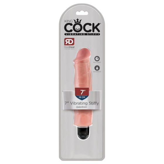King Cock 7 Stiffy - vibrator impermeabil, realist (18cm) - natural