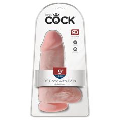   King Cock - dildo cu ventuză și testicule - 23cm - culoare naturală