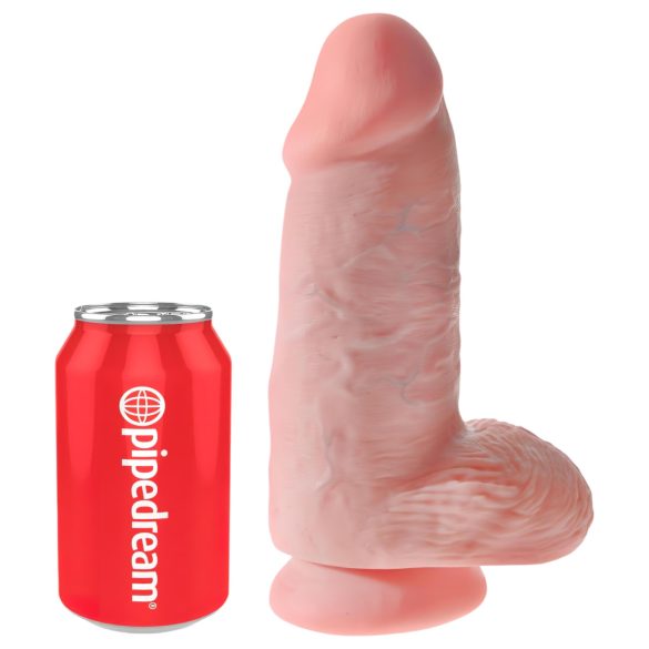 King Cock - dildo cu ventuză și testicule - 23cm - culoare naturală