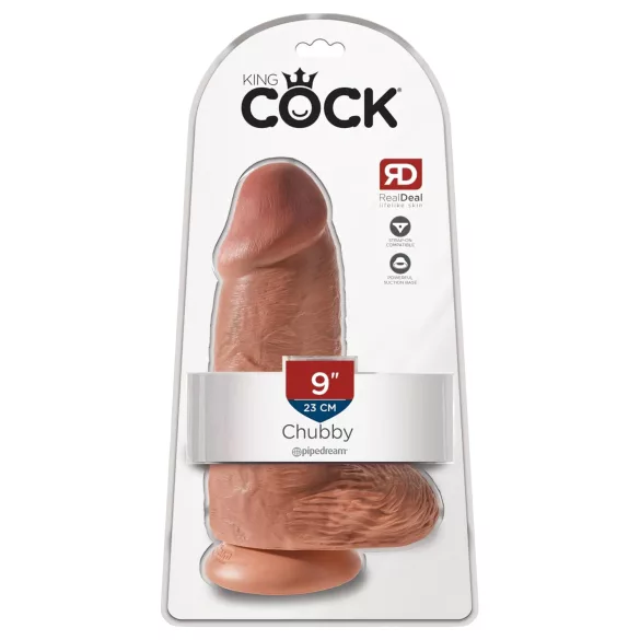 King Cock - dildo realist cu ventuză - 23cm - nuanță închisă natur