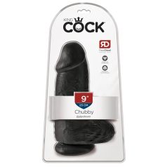 King Cock - dildou cu ventuză și testicule - 23cm - negru