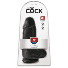   King Cock 9 Chubby - dildo cu ventuză și testicule (23cm) - negru