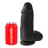 King Cock 9 Chubby - dildo ventuză, cu testicule (23cm) - negru