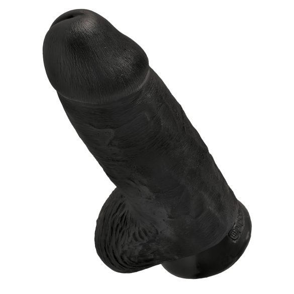 King Cock 9 Chubby - dildo ventuză, cu testicule (23cm) - negru