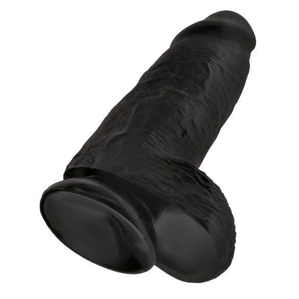 King Cock 9 Chubby - dildo ventuză, cu testicule (23cm) - negru