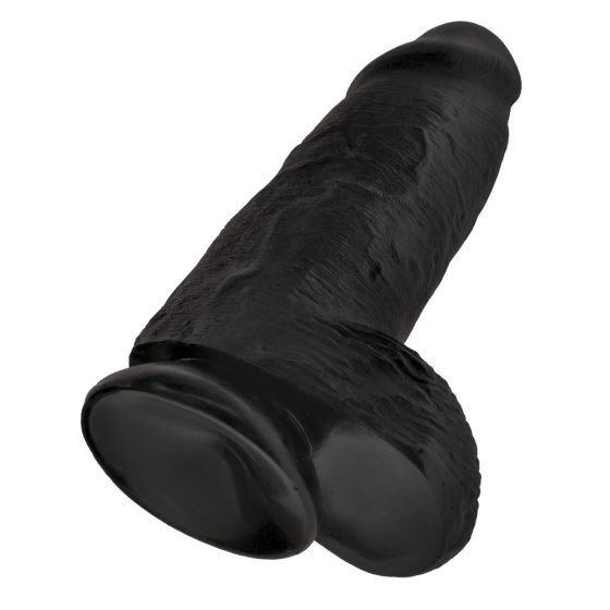 King Cock 9 Chubby - dildo cu ventuză și testicule (23cm) - negru