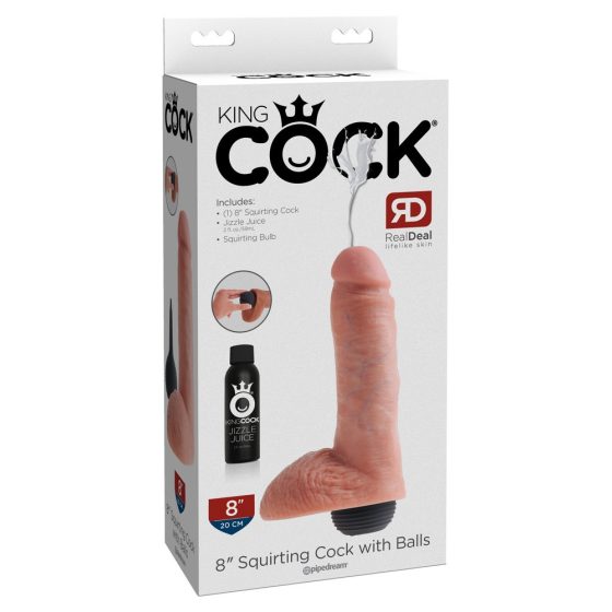 King Cock 8 - dildo realist cu ejaculare (20cm) - natural