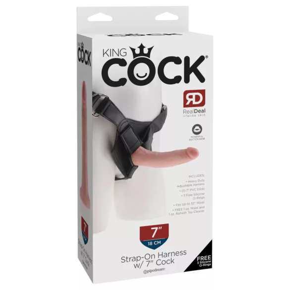 King Cock - dildo cu ham pentru strap-on - negru - 18 cm