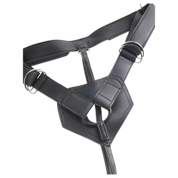 King Cock - dildo cu ham pentru strap-on - negru - 18 cm