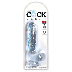 King Cock Clear 6 - dildo cu ventuză și testicule - 15 cm