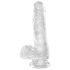 King Cock Clear 6 - dildo mic cu ventuză și testicule (15cm)