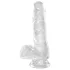 King Cock Clear 6 - dildo cu ventuză și testicule - 15 cm