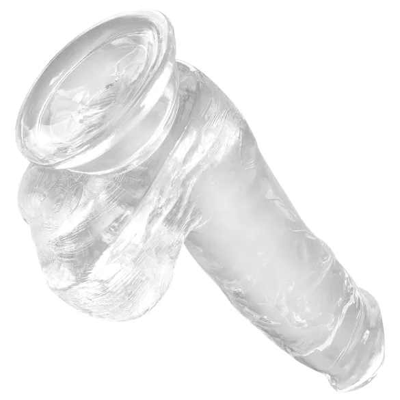 King Cock Clear 6 - dildo cu ventuză și testicule - 15 cm