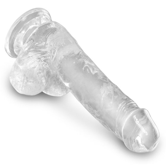 King Cock Clear 6 - dildo mic cu ventuză și testicule (15cm)