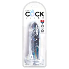 King Cock Clear - dildo cu ventuză - transparent - 15 cm
