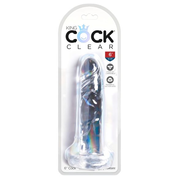 King Cock Clear - dildo cu ventuză - transparent - 15 cm
