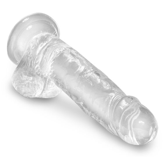 King Cock Clear 7 - dildo cu ventuză și testicule (18cm)