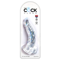 King Cock Clear 7,5 - dildo cu ventuză și testicule (19cm)