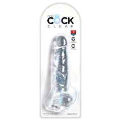 King Cock Clear 8 - dildo cu ventuză și testicule - 20cm