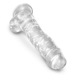 King Cock Clear 8 - dildou cu ventuză și testicule (20cm)