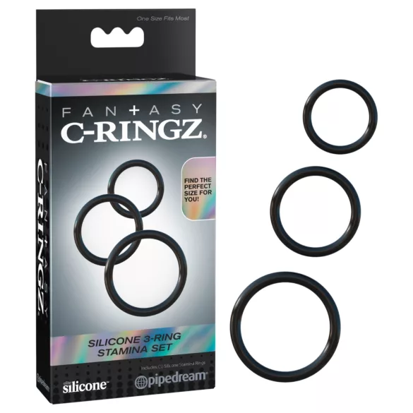 Pipedream - Fantasy C-Ringz - set triplu de inele pentru penis (negru)