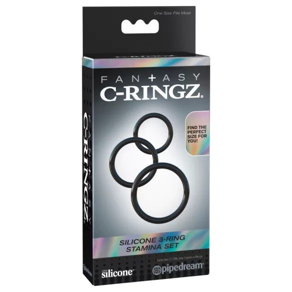 Pipedream - Fantasy C-Ringz - set triplu de inele pentru penis (negru)