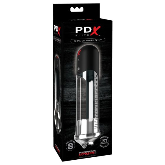 PDX Blowjob - pompă automată pentru penis, cu buze (neagră)