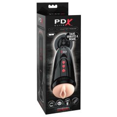   PDX Elite Dirty Talk - masturbator vibratil cu baterie, vagin artificial (negru)