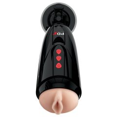   PDX Elite Dirty Talk - masturbator vibratil cu baterie, vagin artificial (negru)