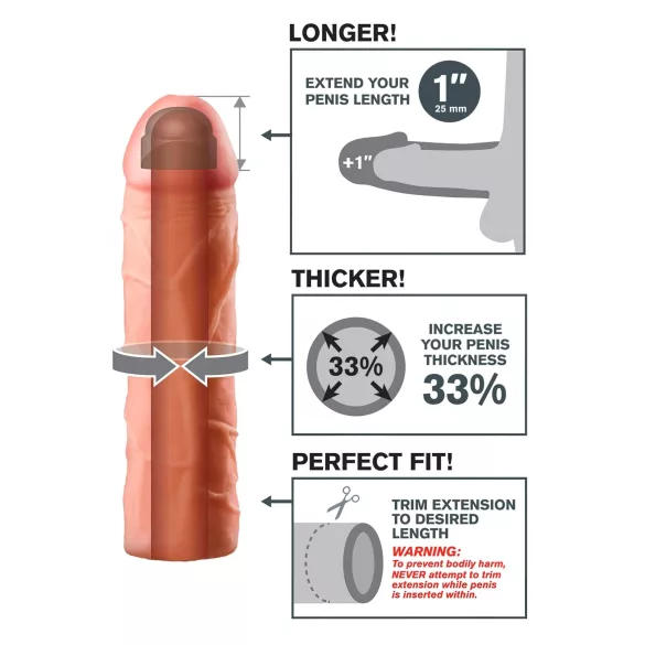 Pipedream - X-TENSION Perfect 1 - manșon penian realist (17,7 cm, culoare naturală)