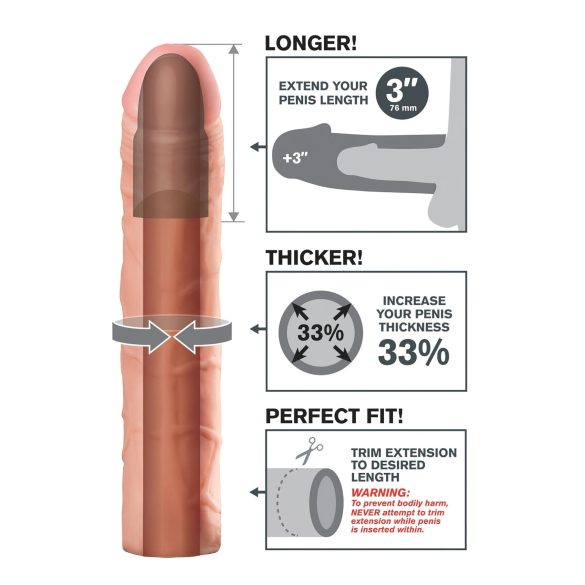X-TENSION Perfect 3 - prelungitor penis realist - 22,8 cm - culoare naturală