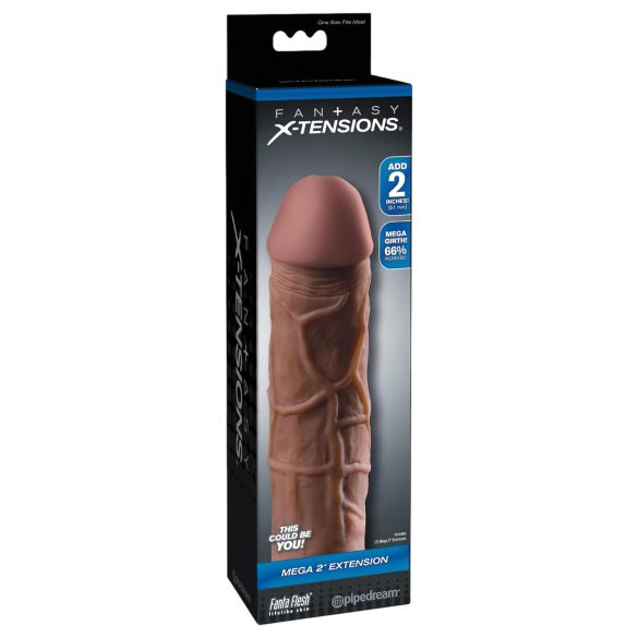 X-TENSION Mega 2 - prelunga realistă pentru penis (20,3cm) - nuanță natur închisă